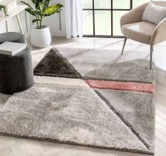 Modern Handmade Geometric Hall Rug